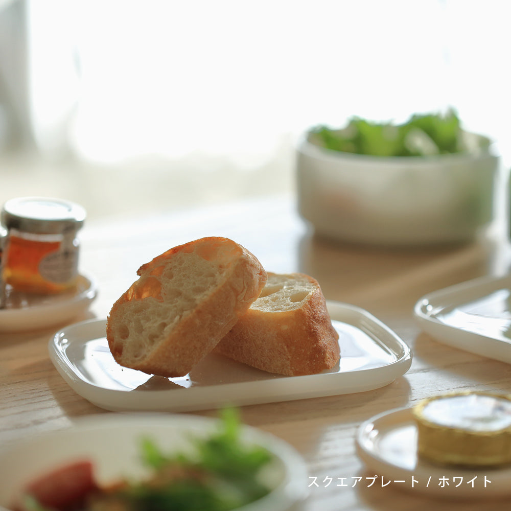 ミルクガラスまとめ買い割〉【OUTLET】中皿/平角皿 Milk Glass square