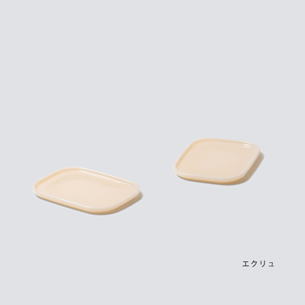 【OUTLET】中皿/平角皿 Milk Glass square plate /2pcs